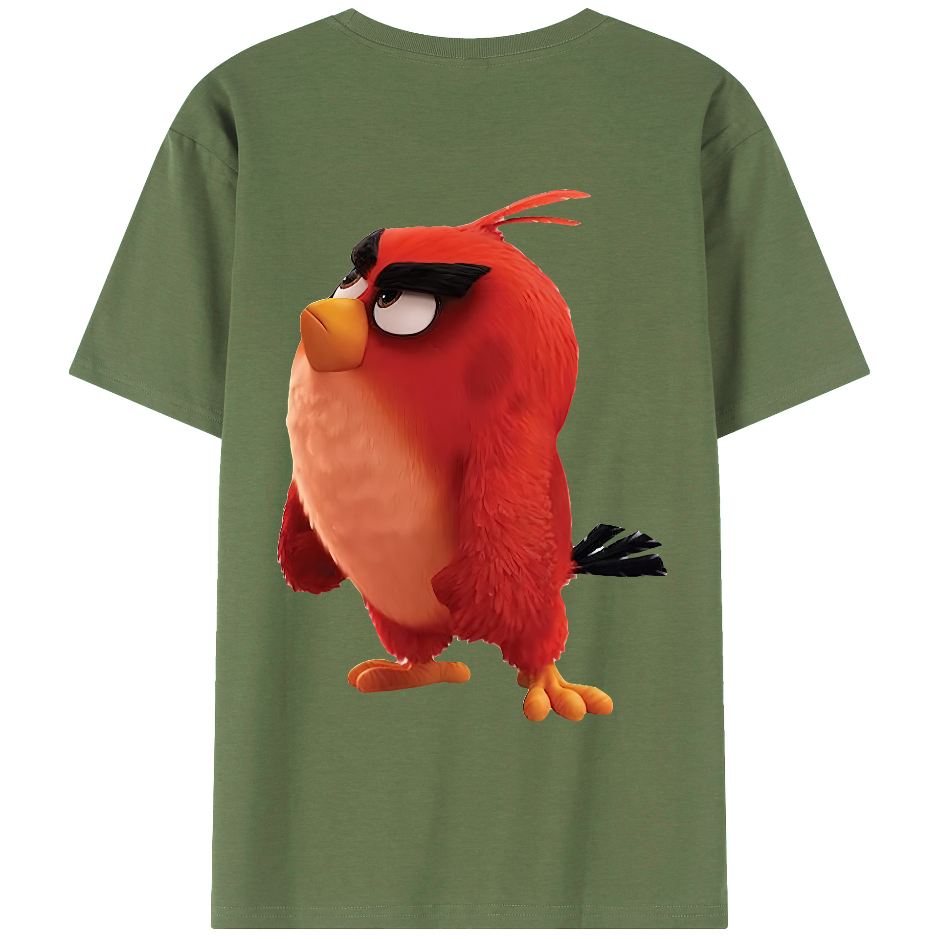 （画像用） Angry Birds アングリーバード 綿100％ メンズ半袖Tシャツ（バックプリント） 通気性